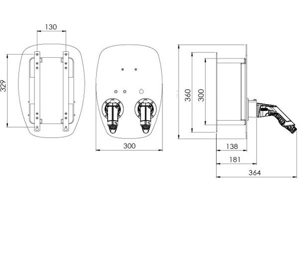 Wallbox Pracht ALPHA XT mit 2x 5,5 Meter Typ 2 Stecker und RFID - SOFORT LIEFERBAR